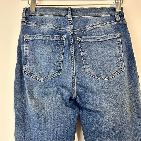 Free People Women’s Distressed Raw Hem Skinny Ankle Jeans Blue Size 27 FLAW - Picture 7 of 9